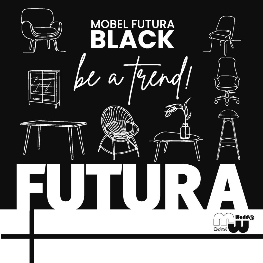 Diseño promocional de Mobel Futura Black, catálogo de muebles de Moyca, empresa distribuidora de muebles de oficina y hogar en toda España